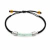 Gouden Driehoek armband met zwart gevlochten koord en edelstenen