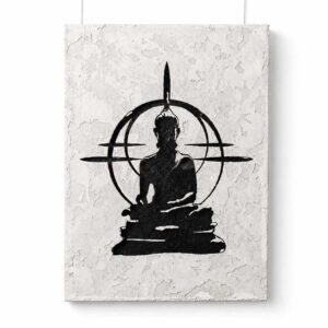Boeddha Beton schilderij met zwart Boeddha-motief