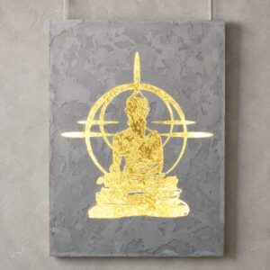 Boeddha Beton schilderij met warme verlichting