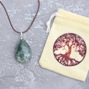 Halsketting met groene agaat halsketting met Plant a Tree geschenkzakje