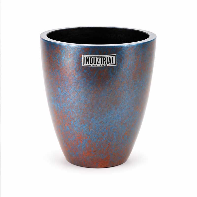 handgeschilderde-vaas-oranje-metallic-blauw-plant-a-tree