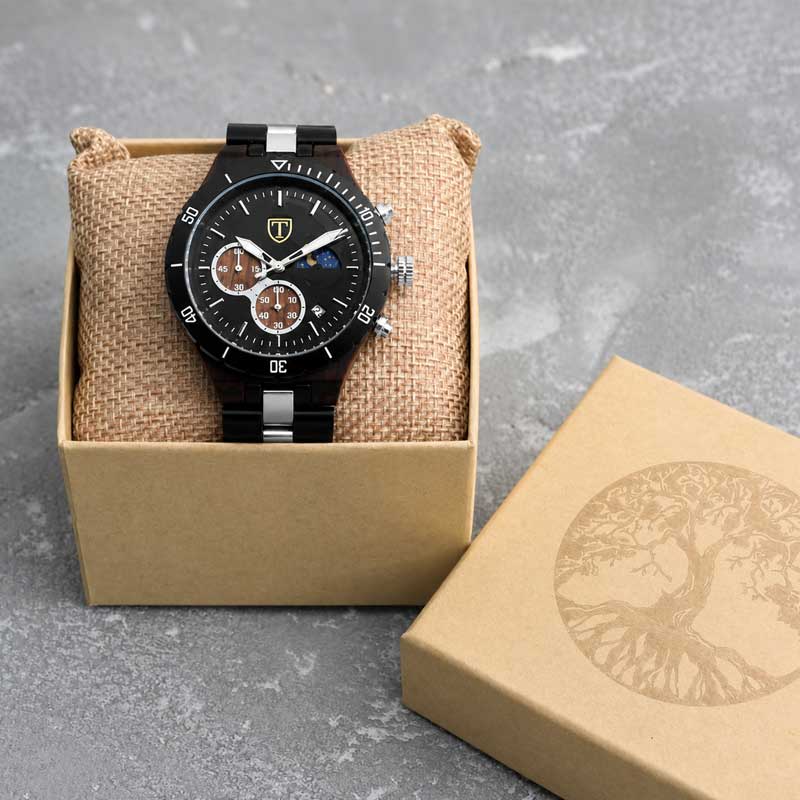Houten horloge Bodhi met Plant a Tree verpakking