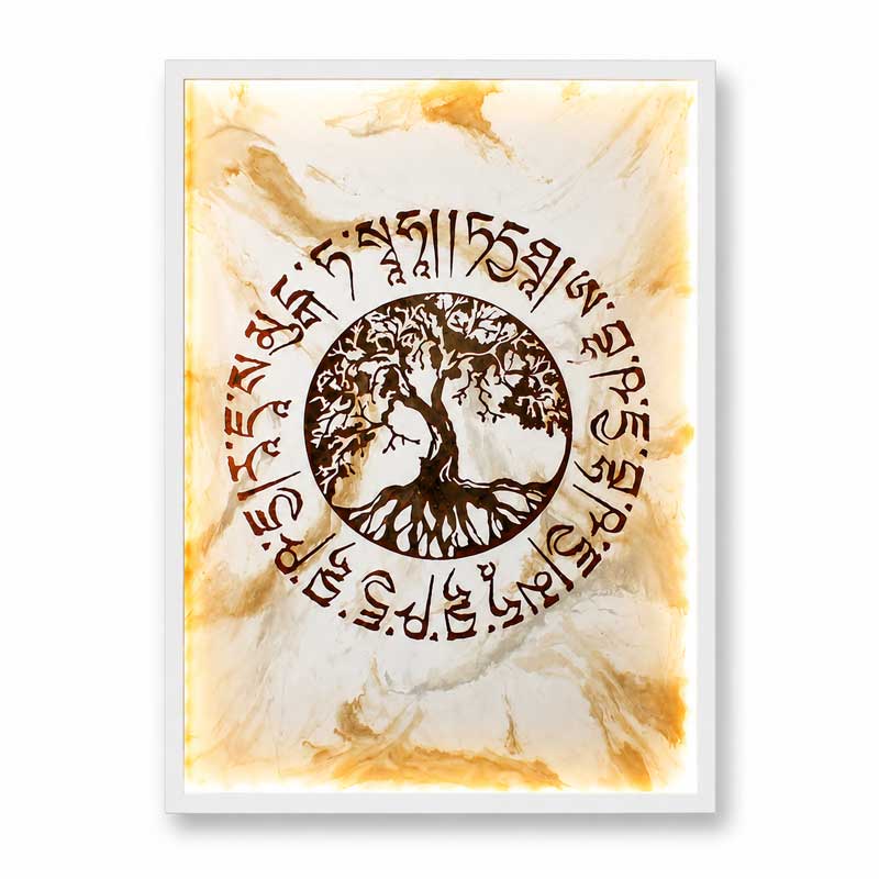Tree of Life beton schilderij met warme verlichting