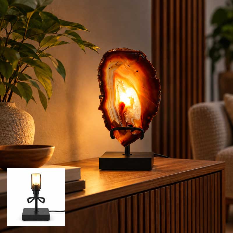 Agaat Lamp Flare sfeervol verlicht in warm modern interieur