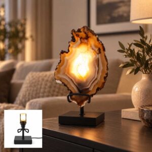 Agaat Lamp Mirage sfeervol verlicht in warm modern interieur