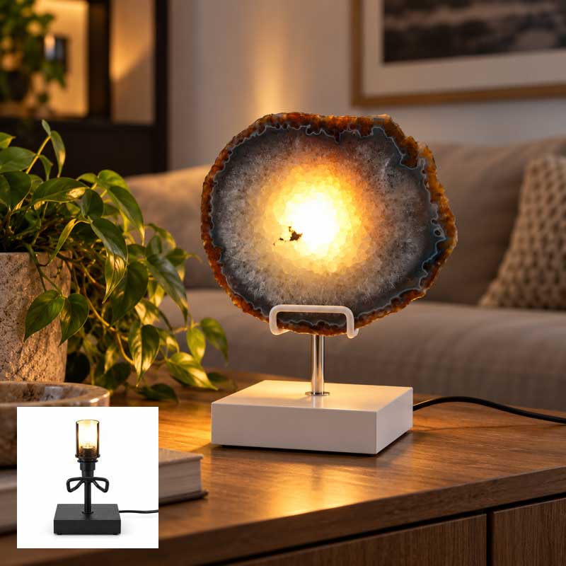Agaat lamp Solaris sfeervol verlicht in modern interieur