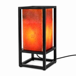 Zwarte Zoutlamp Alder met verlicht natuurlijk zoutkristal