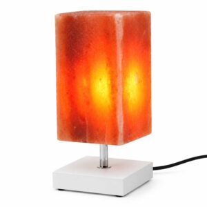 Zoutlamp Aspen met wit onderstel en natuurlijk zoutkristal