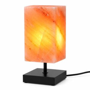 Zoutlamp Aspen met zwart onderstel en natuurlijk zoutkristal