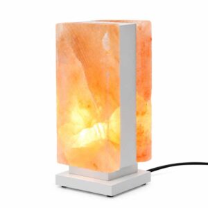 Zoutlamp Cedar wit met warm verlicht Himalayazout