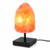 Zoutlamp Willow met ruwe zoutsteen op moderne zwarte standaard