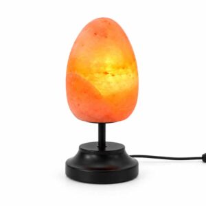 Zoutlamp Maple met verlichte zoutsteen op zwarte standaard