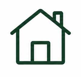 Groen huis icoon als symbool voor natuurlijk wonen en een duurzame leefomgeving bij Plant a Tree.