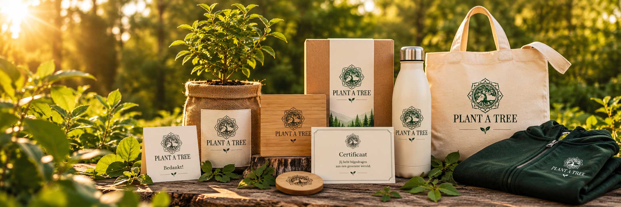 Duurzame Plant a Tree producten en geschenken in een natuurlijke groene setting